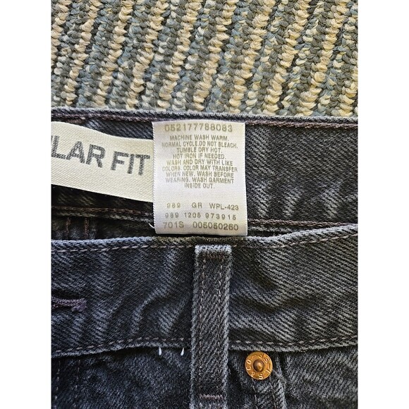 Levi's 505 Regular Fit Jeans Men's W36 L30 Black Wash Denim Pants - Picture 3 of 6